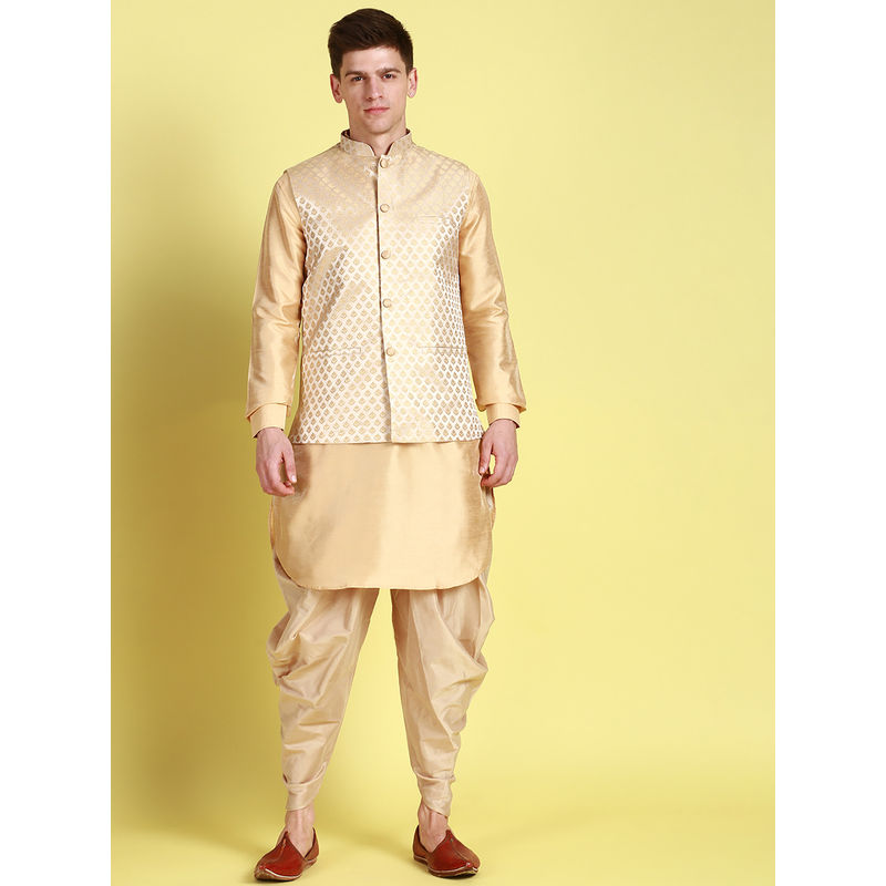 Sanwara Men Deep Beige Printed Straight Dhoti (Set of 3) (36)