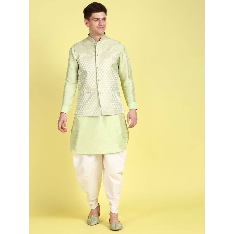 Sanwara Men Light Green Printed Straight Dhoti (Set of 3) (44)