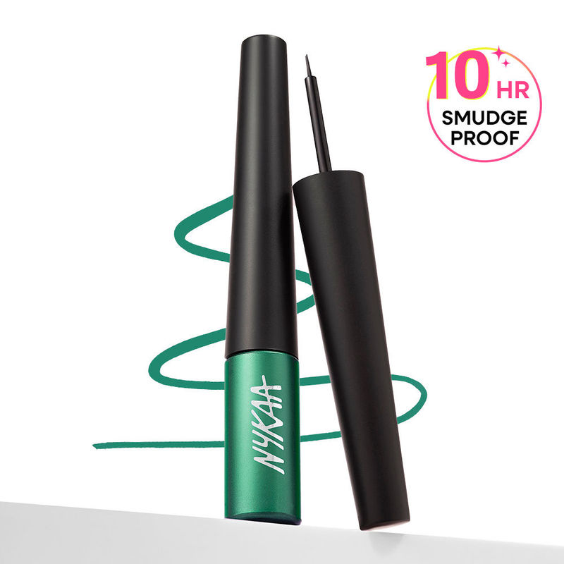 Nykaa GLAMOReyes Waterproof & Smudgeproof Coloured Liquid Eyeliner - Green - Enchanting Forest