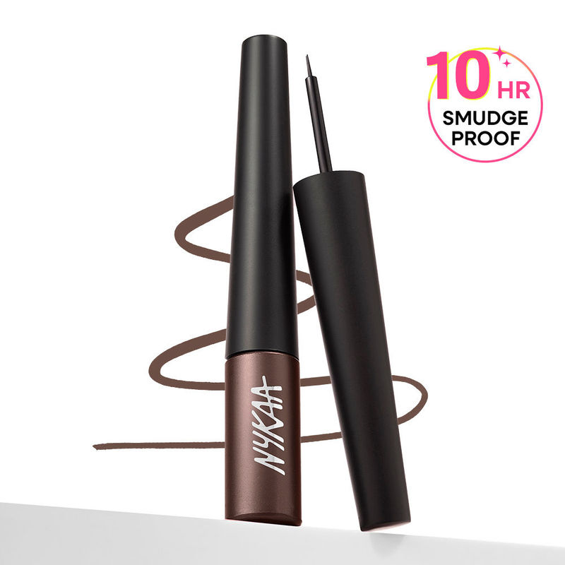 Nykaa GLAMOReyes Waterproof & Smudgeproof Coloured Liquid Eyeliner - Brown Dark - Mystic Woods