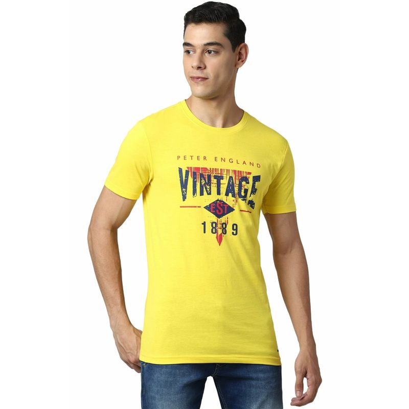 Peter England Yellow Crew Neck TShirt Buy Peter England Yellow Crew
