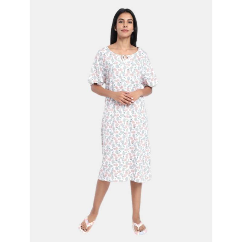 R&B Regular Fit Printed Women Nightdress Multi-Color (XS)