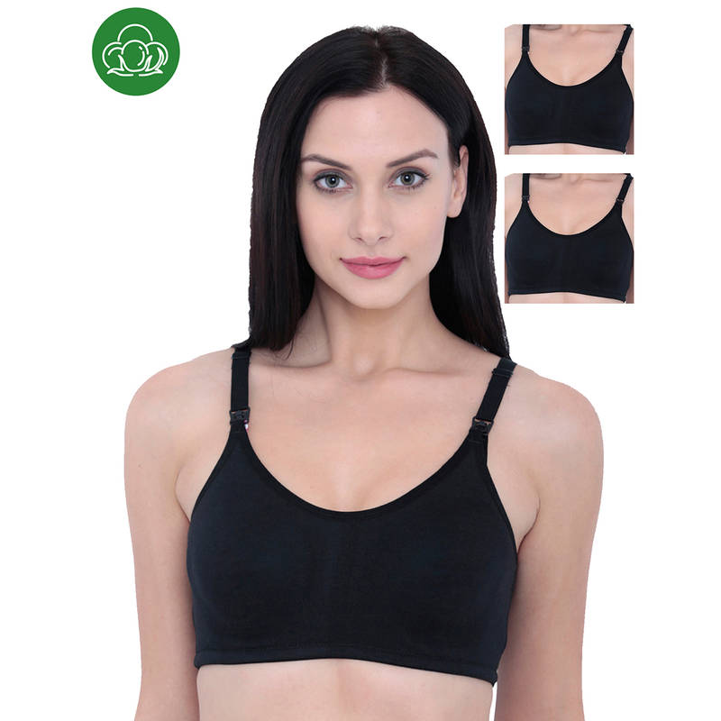 Inner Sense Organic Antimicrobial Soft Nursing Bra Pack of 3 - Black (32B)