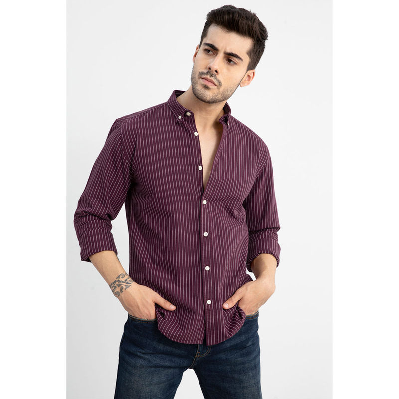 Snitch Men Lining Maroon Shirt (M)