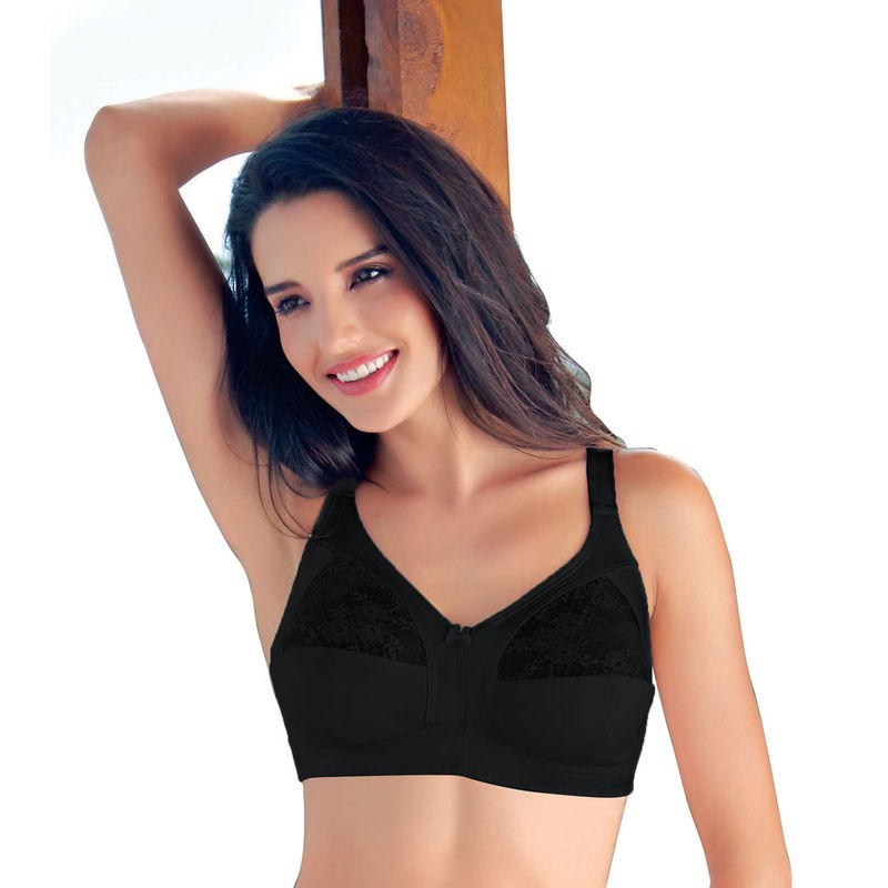 Enamor A014 M-Frame Contouring Full Support Bra - Cotton Non-Padded  Wirefree Full Coverage -Blue