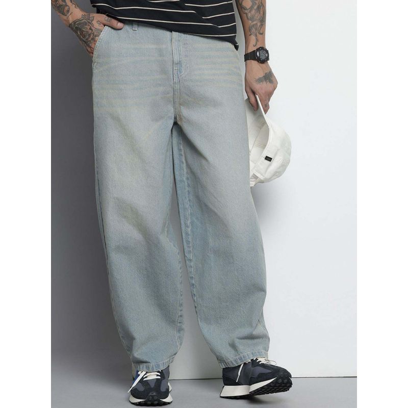 The Indian Garage Co Men Loose Fit Solid Mid-Rise Jeans Blue (30)