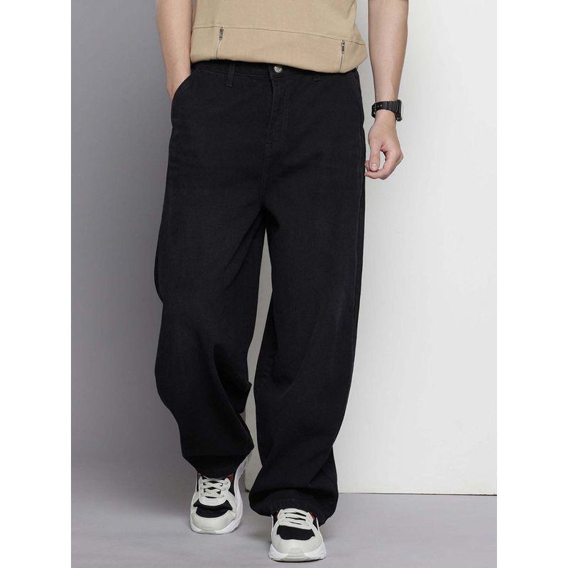 The Indian Garage Co Men Loose Fit Solid Mid-Rise Jeans Black (32)