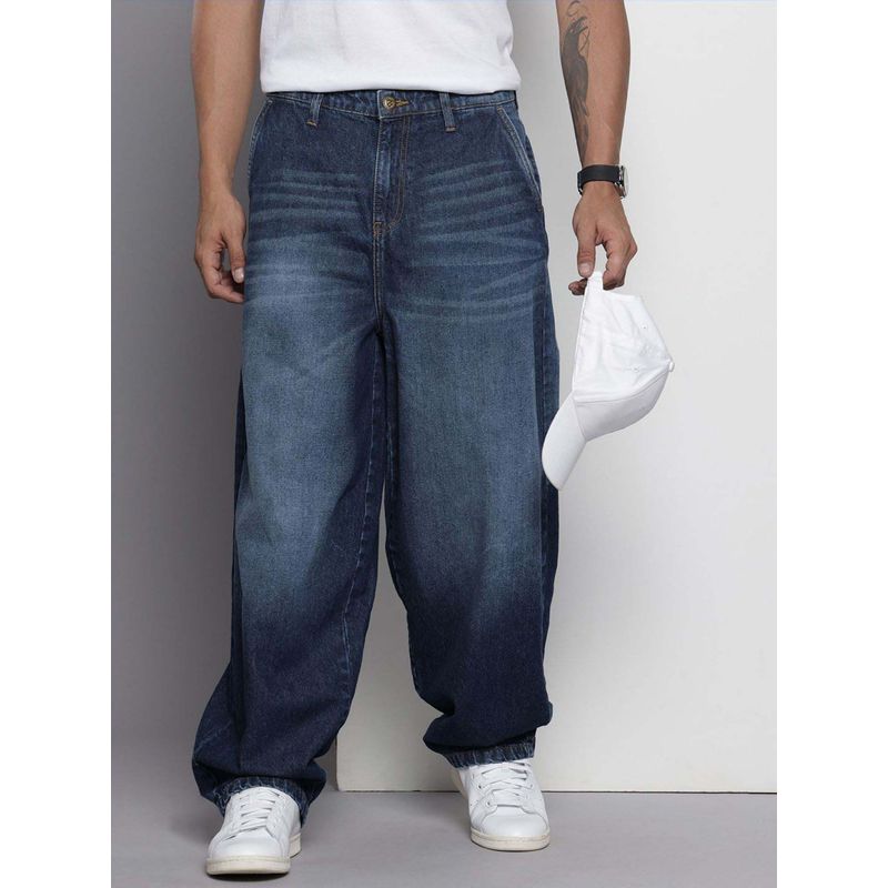 The Indian Garage Co Men Loose Fit Solid Mid-Rise Jeans Blue (32)
