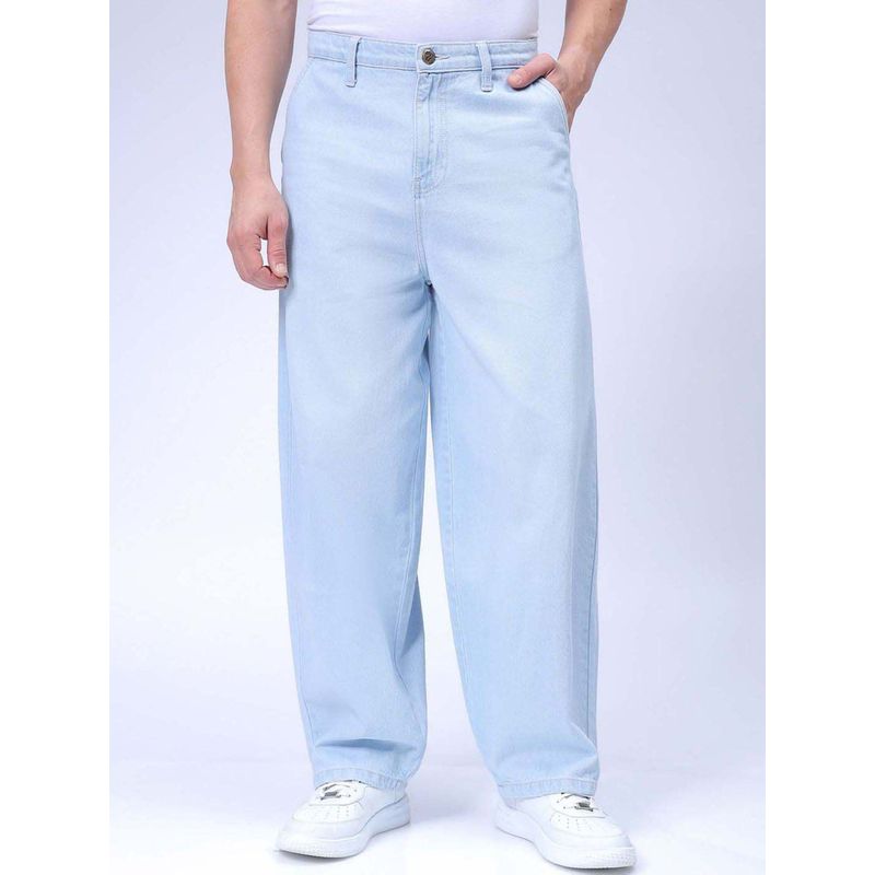 The Indian Garage Co Men Baggy Solid Mid-Rise Jeans Blue (30)