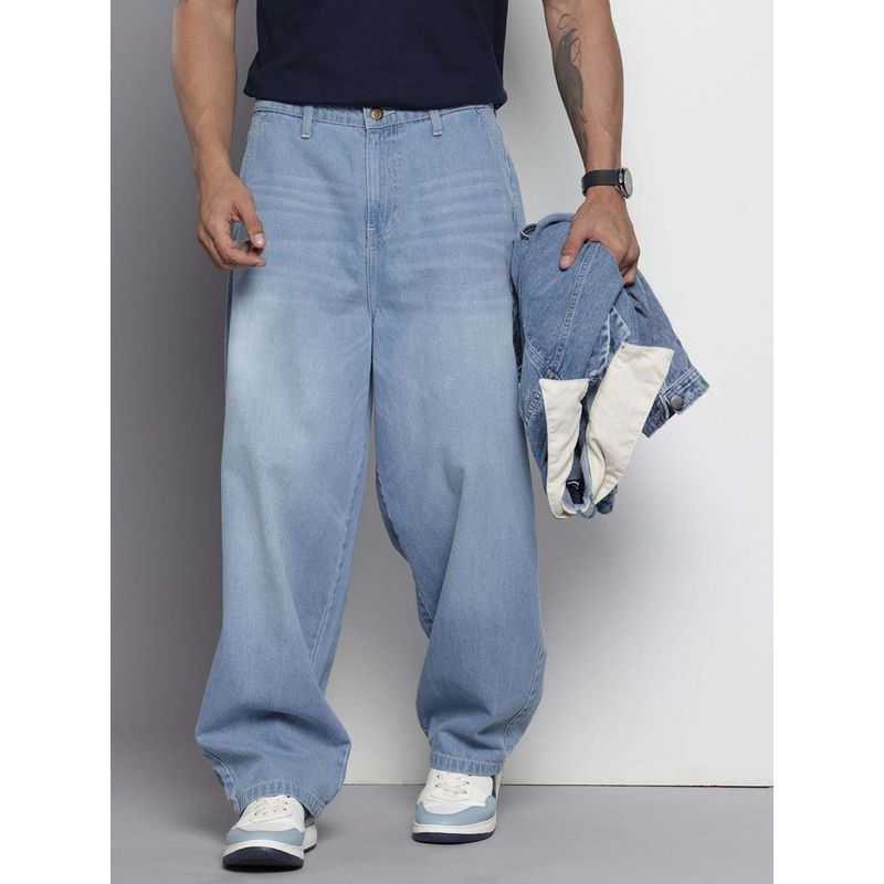 The Indian Garage Co Men Loose Fit Solid Mid-Rise Jeans Blue (30)