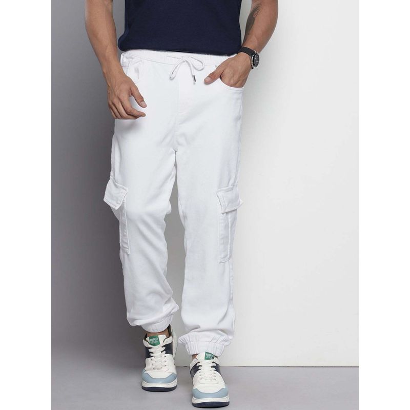 The Indian Garage Co Men Regular Fit Solid Mid-Rise Jeans White (34)