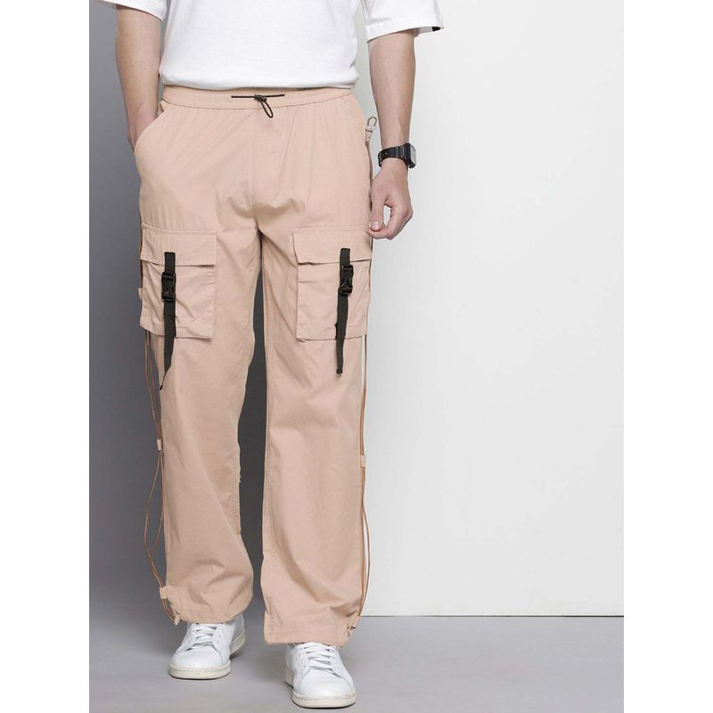 The Indian Garage Co Men Relaxed Fit Solid Mid-Rise Trackpants Khaki (28)