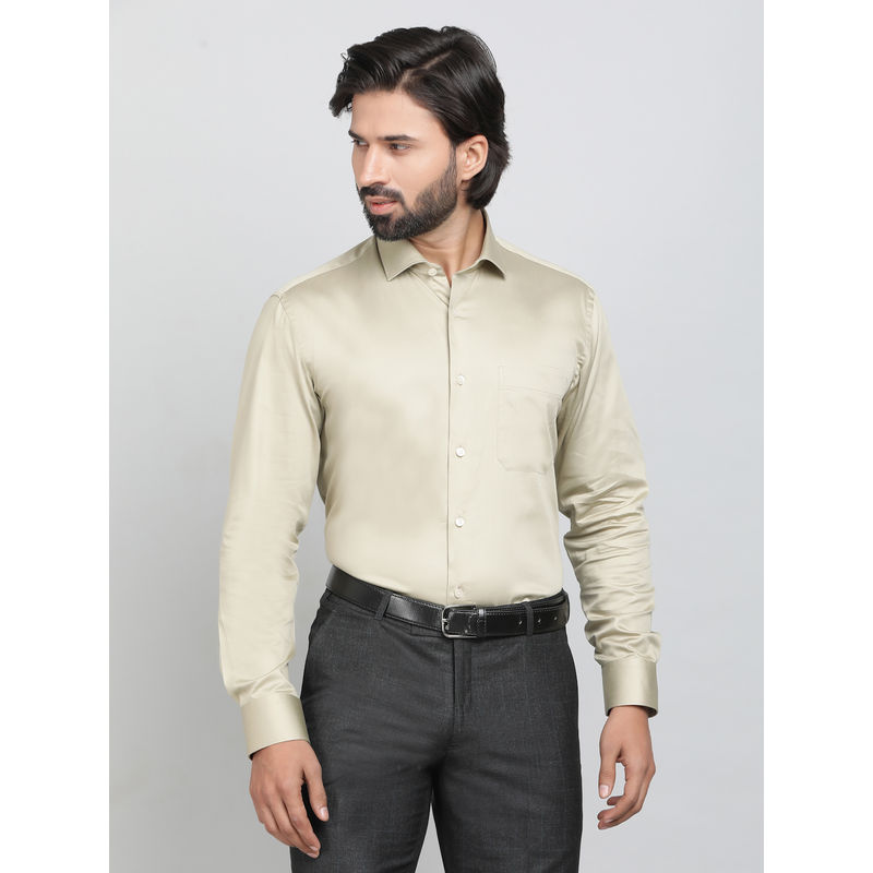 Metal Green 100% Cotton Fabric Solid Formal Shirt (40)