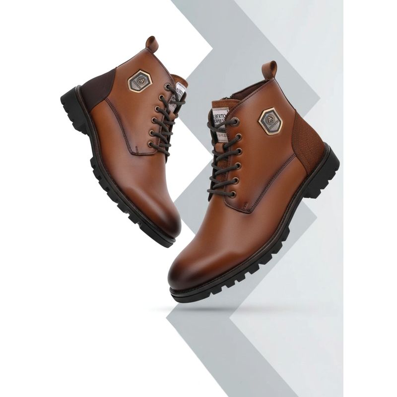 Alberto Torresi HEADON Series Devl553 Pure Grain Leather Ankle Tan Chukka Boots For Men (EURO 42)