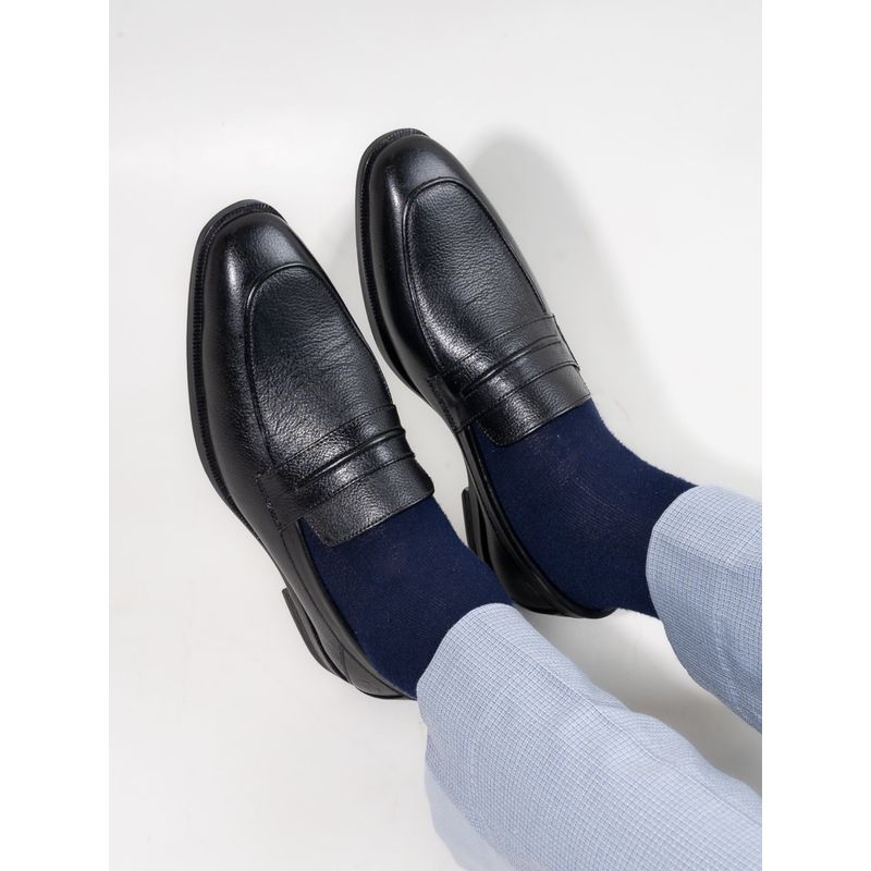 Alberto Torrisi Mens Black Leather Penny Loafers for Mens - Black (UK 6)