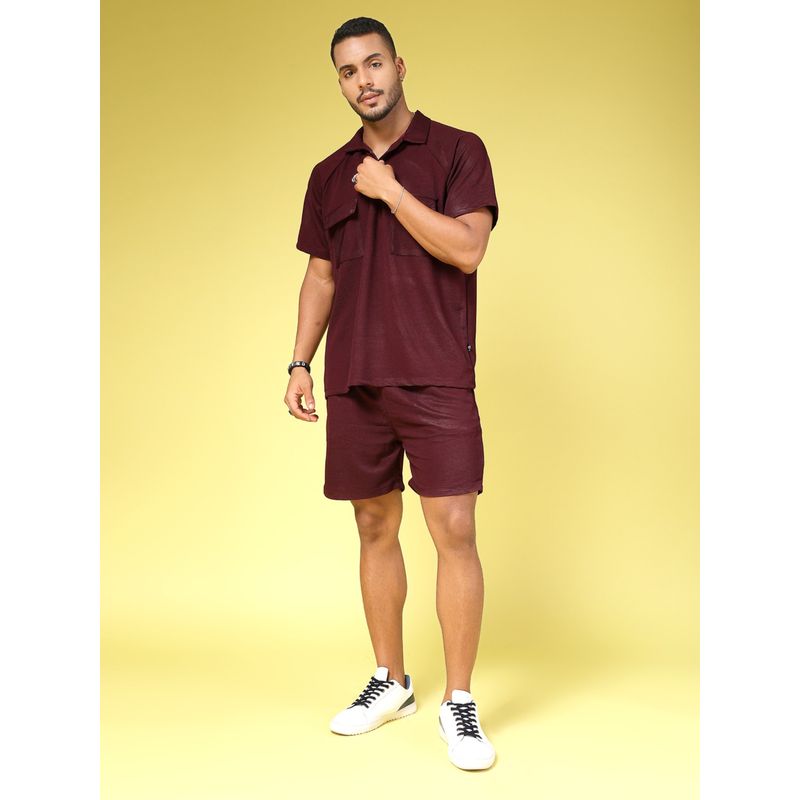 RIGO Mens Wine Polycorduroy Oversized Utility Co-Ord (Set of 2) (S)