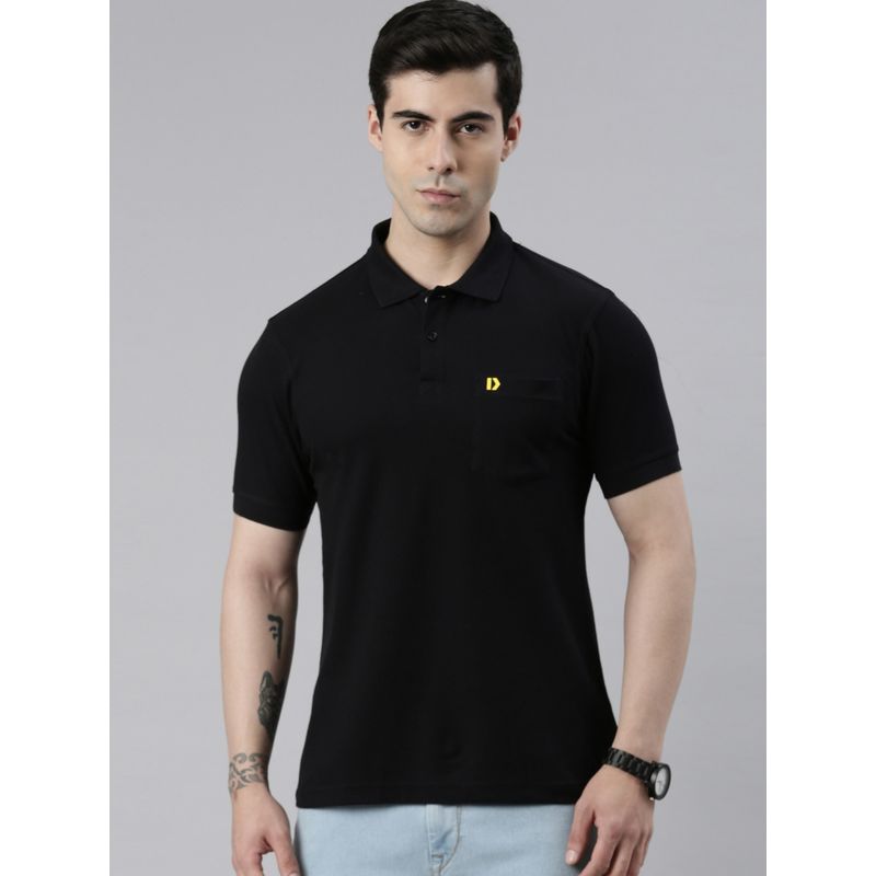 Dixcy Scott Mens Black Beauty Solid Regular Fit Cotton Prime Polo (M)