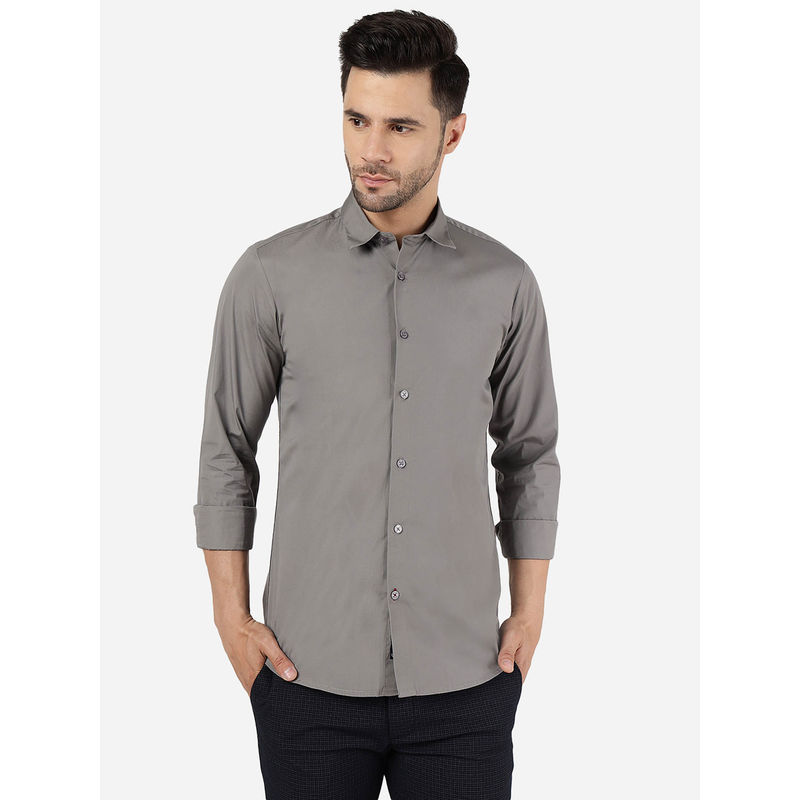 Jadeblue Men 100% Cotton Solid Grey Slim Fit Casual Shirt (38)