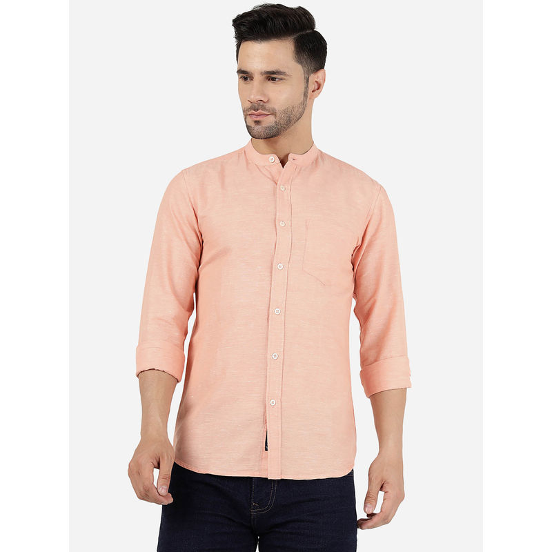 Jadeblue Mens Cotton Solid Peach Slim Fit Full Sleeve Casual Shirt (38)