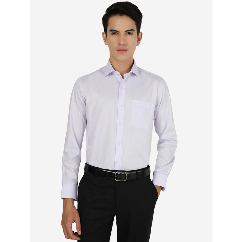 Greenfibre Mens Cotton Blend Solid Light Purple Slim Fit Full Sleeve Formal Shirt (39)
