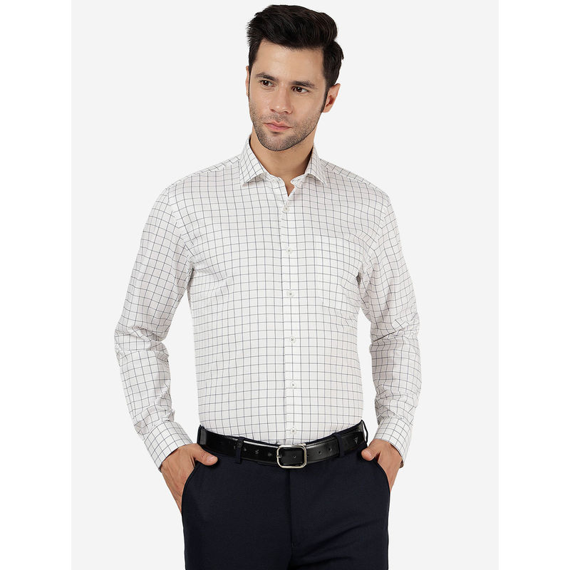 Jadeblue Mens Cotton Checked White & Grey Regular Fit Full Sleeve Formal Shirt (39)