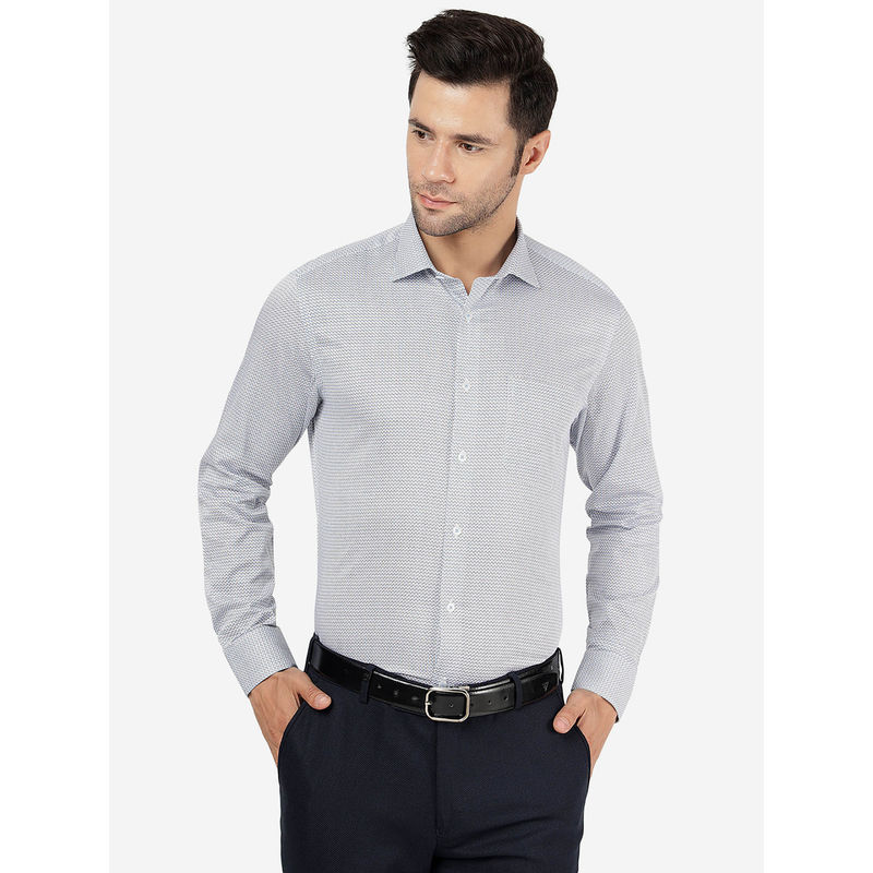 Metal Mens Cotton Printed Purple Slim Fit Full Sleeve Formal Shirt (46)