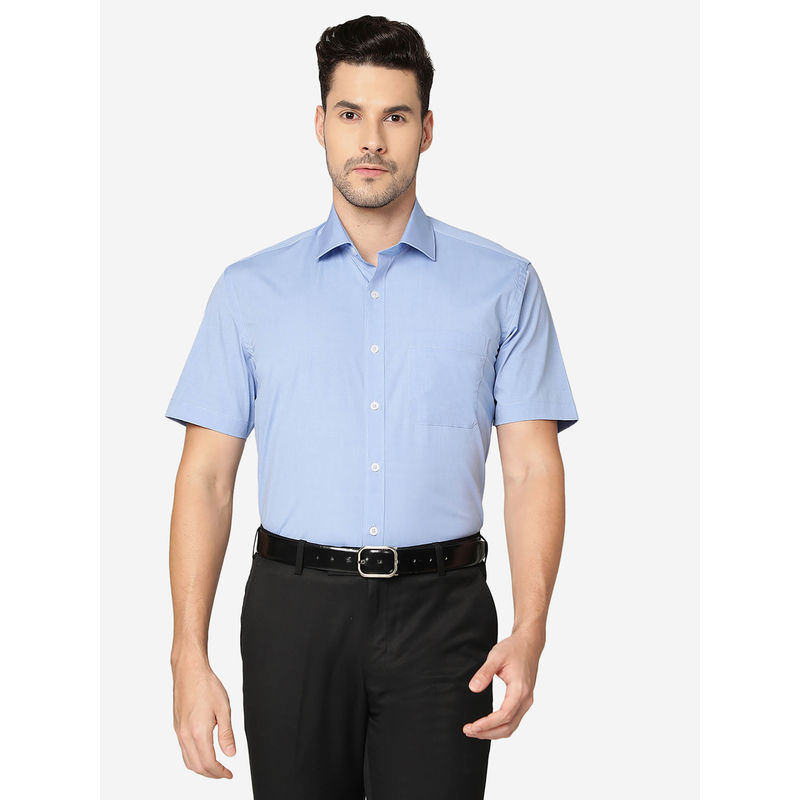 Jadeblue Mens Cotton Solid Sky Blue Regular Fit Half Sleeve Formal Shirt (38)