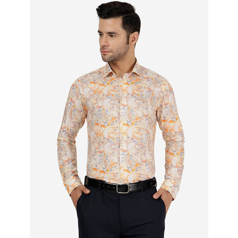 Jb Studio Mens Cotton Printed Golden Slim Fit Full Sleeve Party Wear Shirt (39)