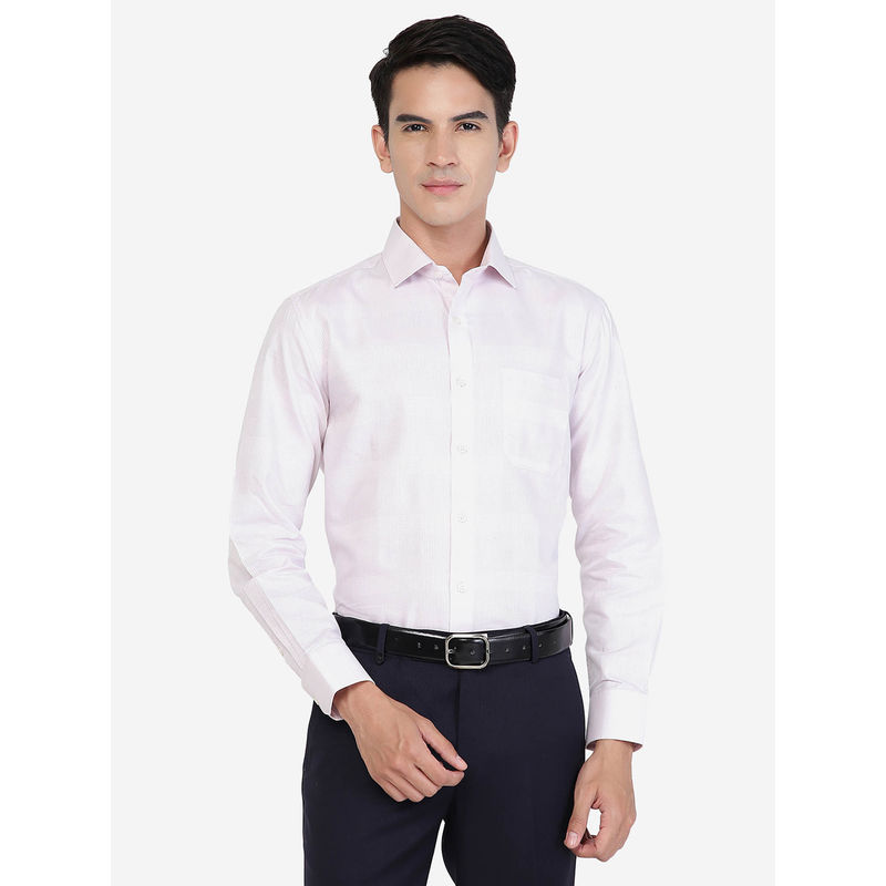 Greenfibre Mens Cotton Blend Solid Light Pink Regular Fit Full Sleeve Formal Shirt (39)
