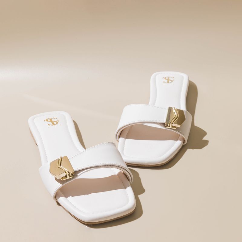 Shoe that fits you Stfy Solid White Sliders (EURO 40)