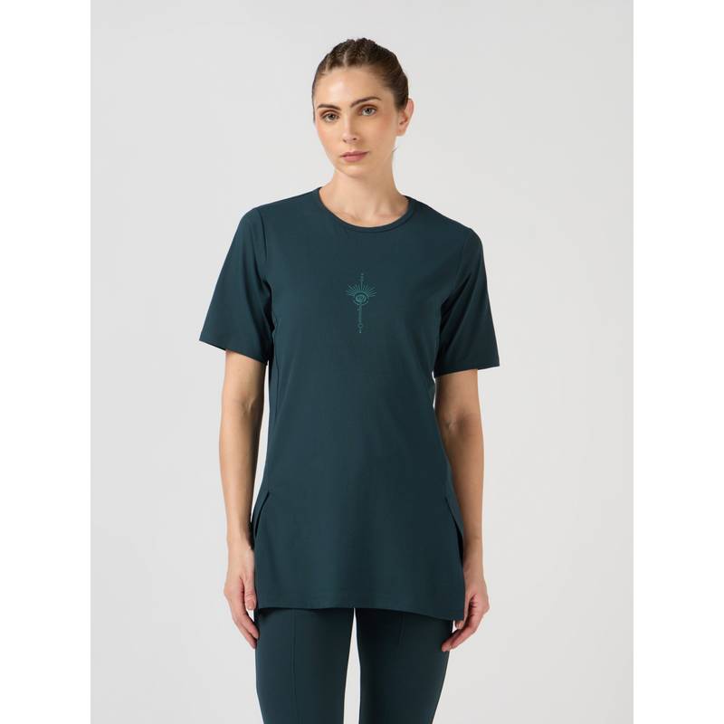 Technosport Green Women's Soft Stretch Gym Yoga Performance Sports T-Shirt (S)