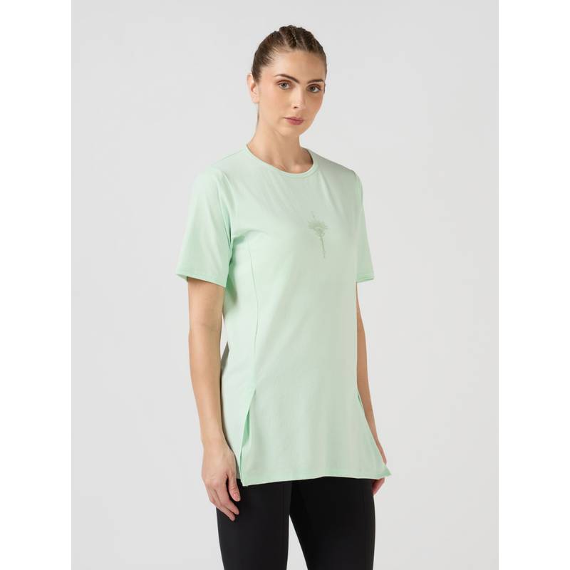 Technosport Green Women's Soft Stretch Gym Yoga Performance Sports T-Shirt (L)