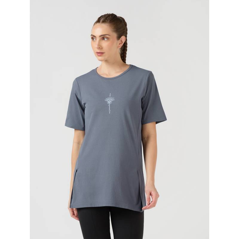 Technosport Blue Women's Soft Stretch Gym Yoga Performance Sports T-Shirt (S)