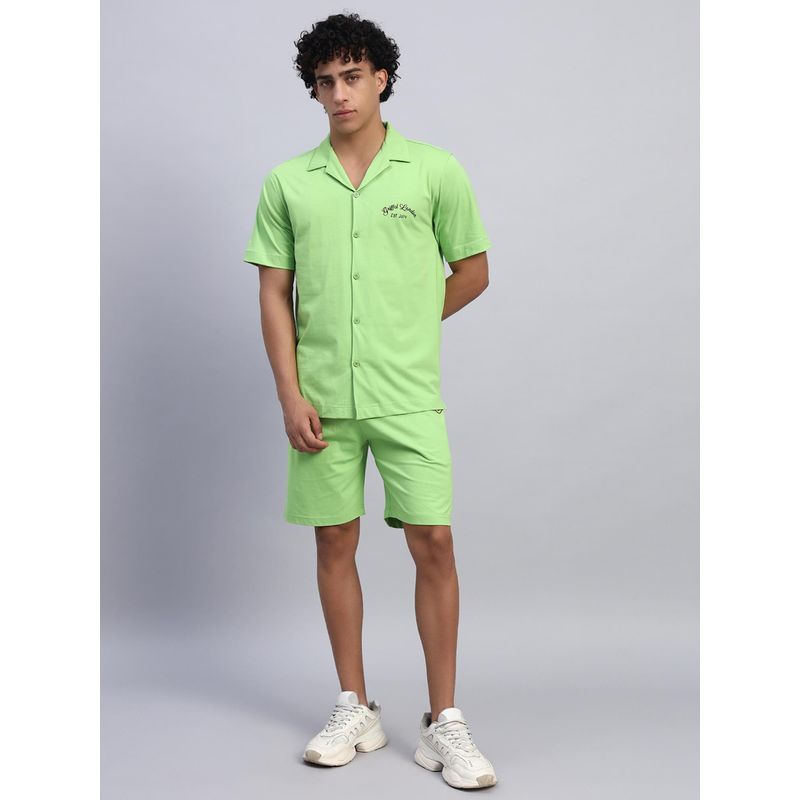 Griffel Men Green Griffel Men Green Oversized Cotton Solid Co-Ord Set (S)