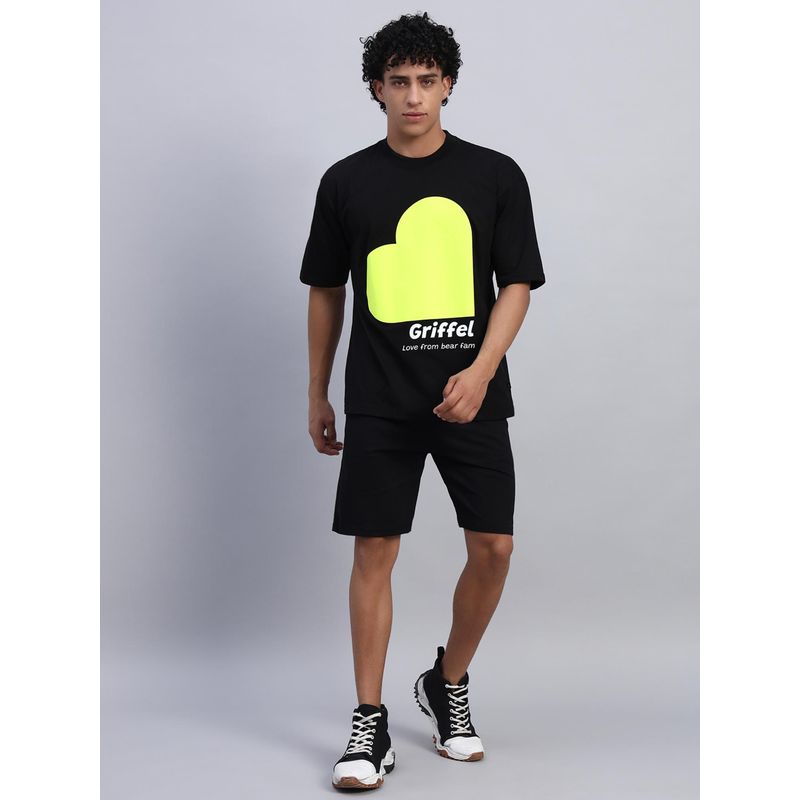 Griffel Men Black Griffel Men Black Oversized Cotton Printed Co-Ord Set (XS)