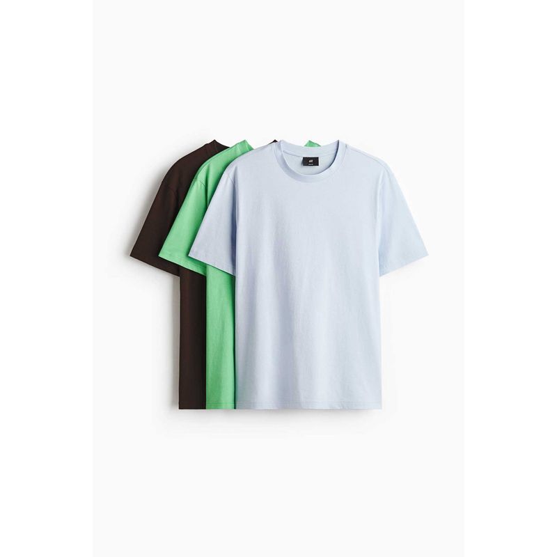 H&M Men Brown 3-Pack Regular Fit T-Shirts (XS)