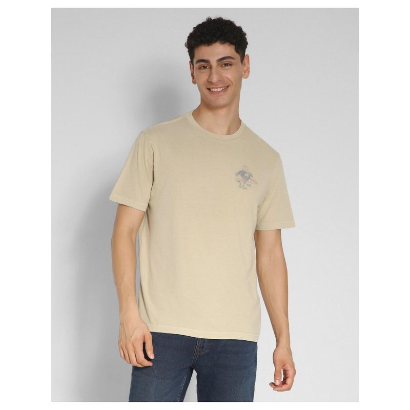 American Eagle Men Beige Graphic T-Shirt (XS)