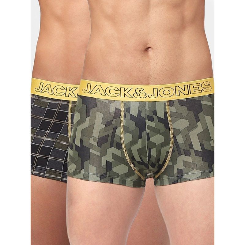 Jack & Jones Green Camo and Check Trunks - Pack of 2 (L)