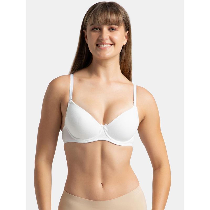 Jockey 1245 Wired Padded Cotton Elastane Medium Coverage T-Shirt Bra - White (32B)
