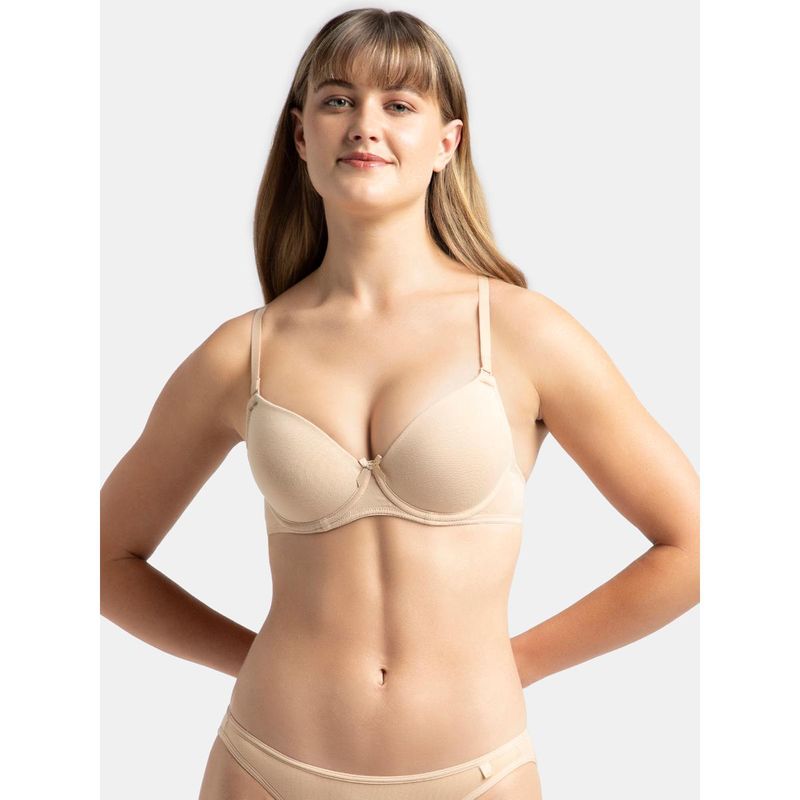 Jockey 1245 Women's Under-Wired Padded Medium Coverage Multiway Styling T-Shirt Bra Nude (32B)