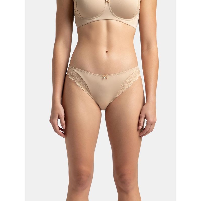 Jockey 1813 Womens Medium Coverage Soft Touch Microfiber Elastane Mid Waist Bikini - Nude (S)
