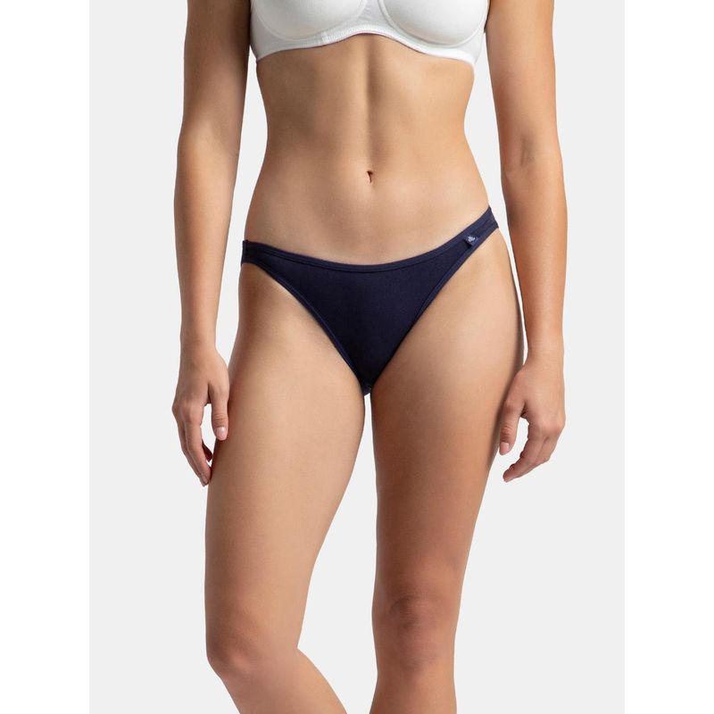 Jockey Ss02 Womens Cotton Low Waist Bikini With Concealed Waistband & Stayfresh Tech Navy Blue (S)