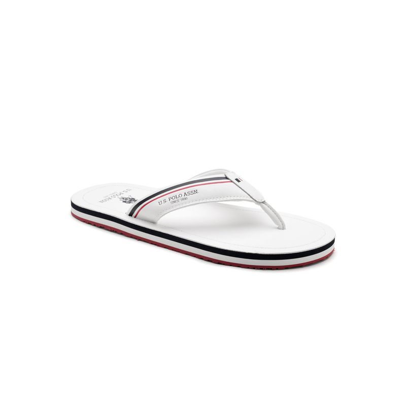 U.S. POLO ASSN. Nesta Mens White Flipflops (UK 8)