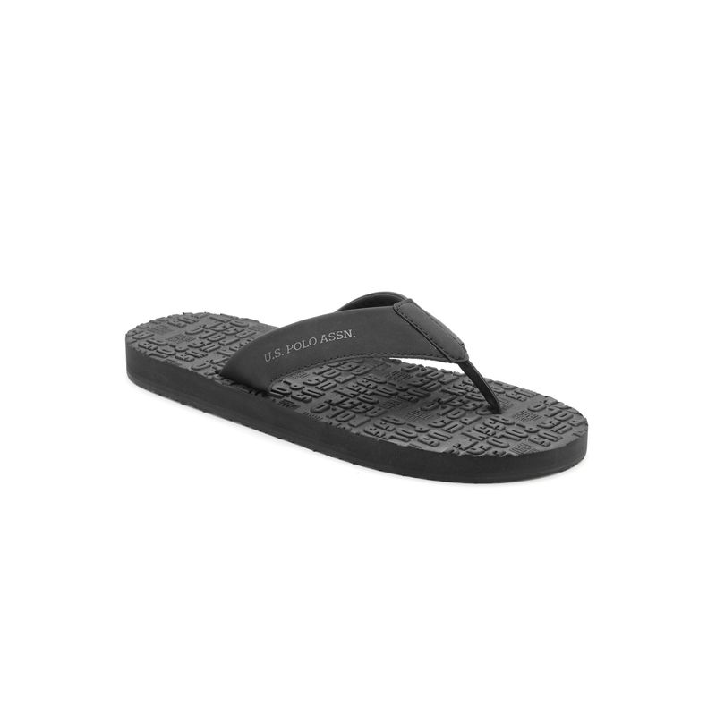 U.S. POLO ASSN. Rodri Mens Black Flipflops (UK 8)