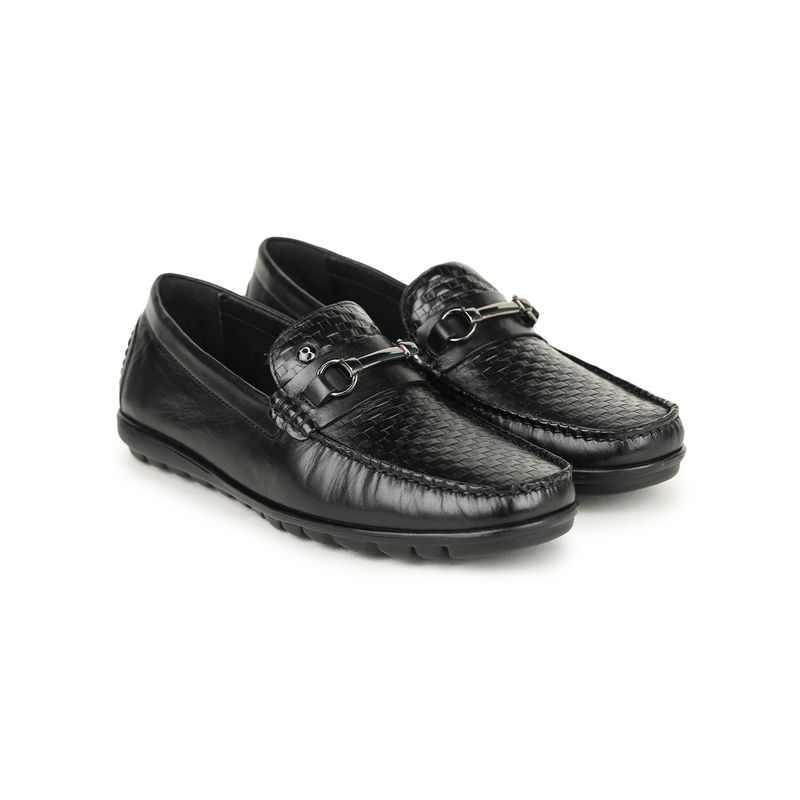 BRITMEN Men Handcrafted Genuine Leather Black Loafers (UK 6)