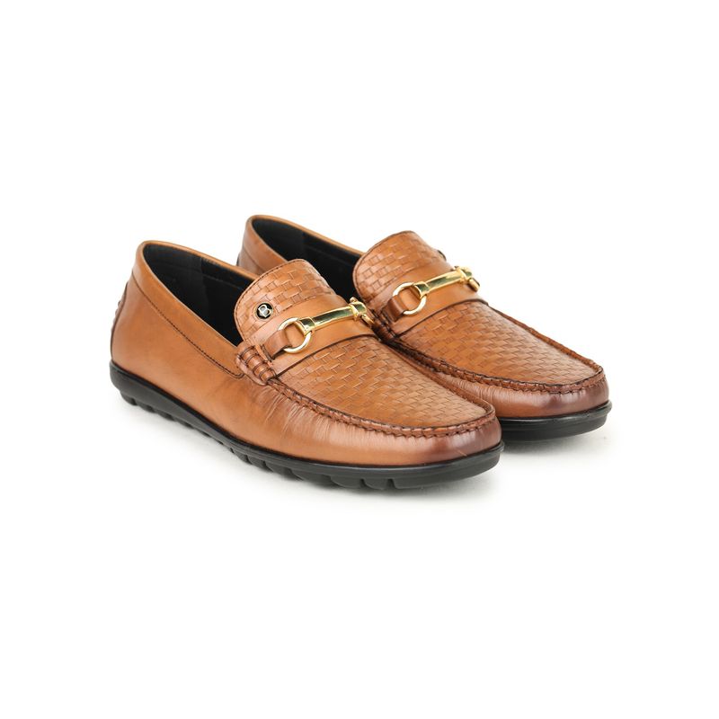 BRITMEN Men Handcrafted Genuine Leather Tan Loafers (UK 6)