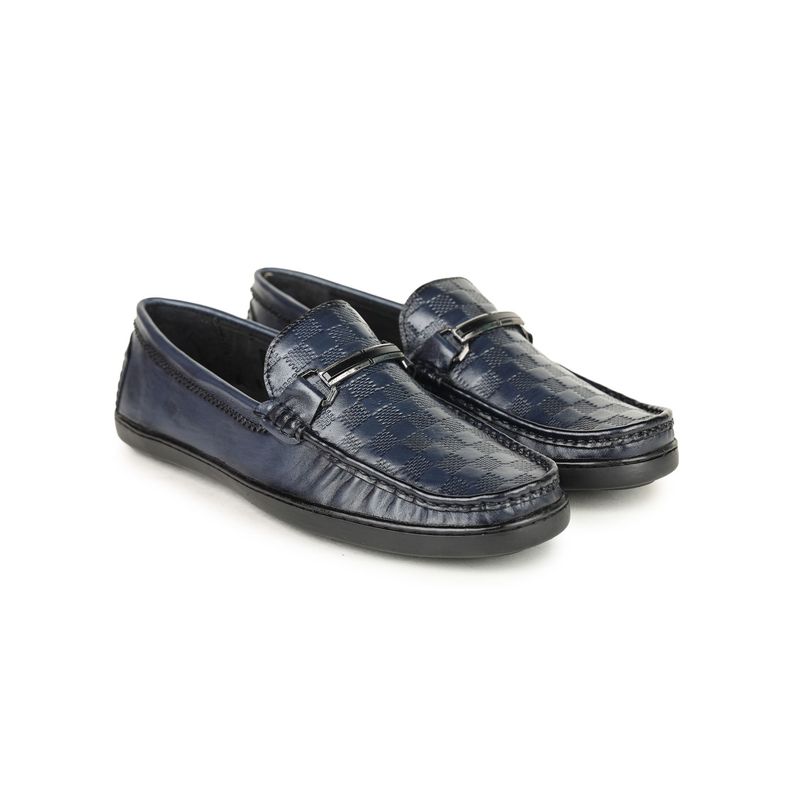 BRITMEN Men Handcrafted Genuine Leather Blue Loafers (UK 6)