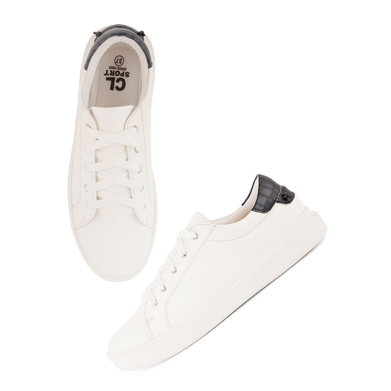 Carlton London Women White & Black Solid Plain Sneakers (EURO 36)