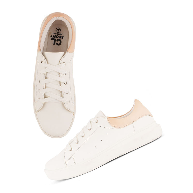 Carlton London Women Beige Solid Plain Sneakers (EURO 37)