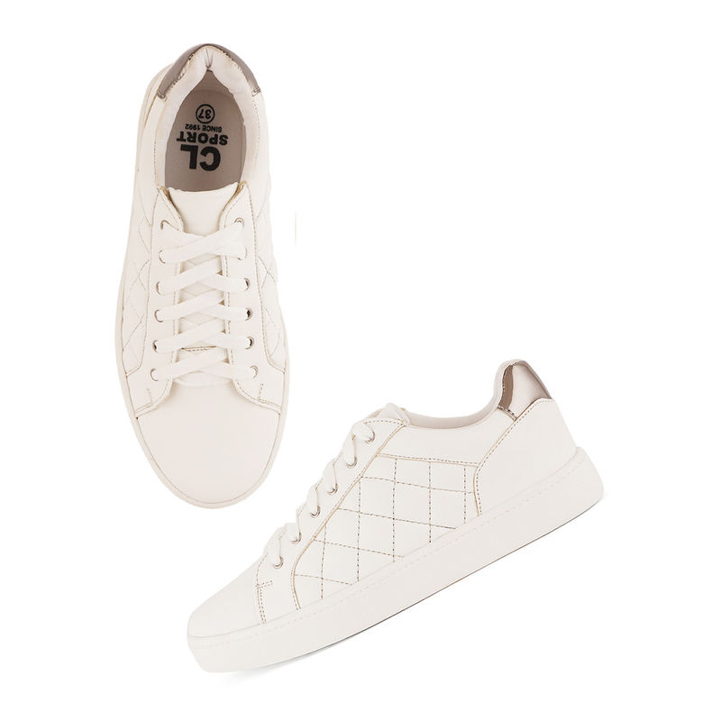 Carlton London Women White Textured Sneakers (EURO 37)